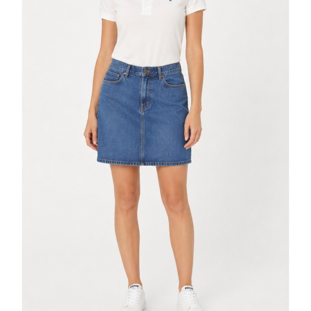 L.L.Bean Denim Jean Skirt Blue A-Line Mini 4 Pocket Classic Athleisure *Size 12